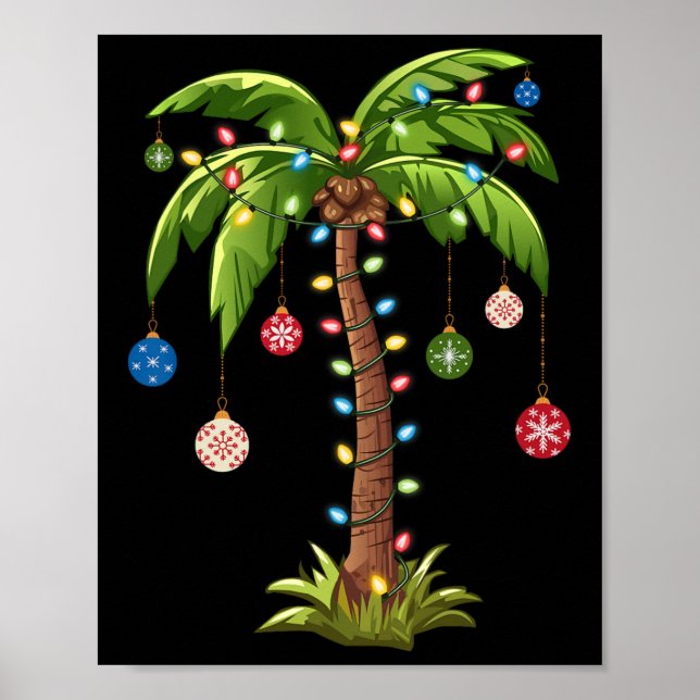 Poster Árvore de Palma de Natal Light Hawaiai Tropical Xm (Frente)