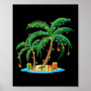 Poster Árvore de Palma de Natal Tropical Xmas Gift Coconu