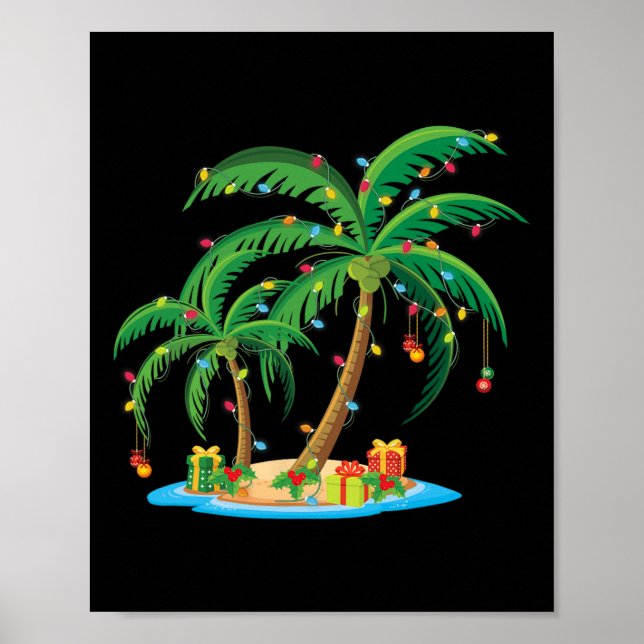 Poster Árvore de Palma de Natal Tropical Xmas Gift Coconu (Frente)