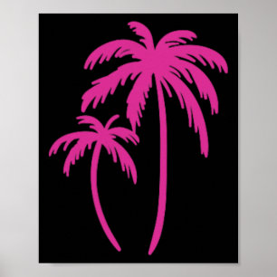 Poster Árvore de Palmeira de Bolso Rosa Festa Havaiana de