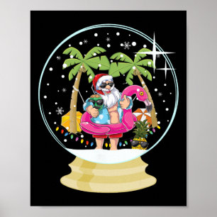 Poster Árvore de Palmeira de Natal Praia de Surf Globo de