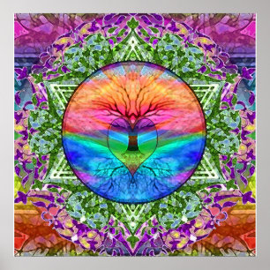 Poster Árvore de vida de acalmação em cores do arco-í