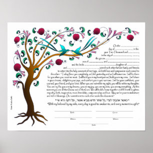 Pôster Árvore de vida Ketubah, vazio