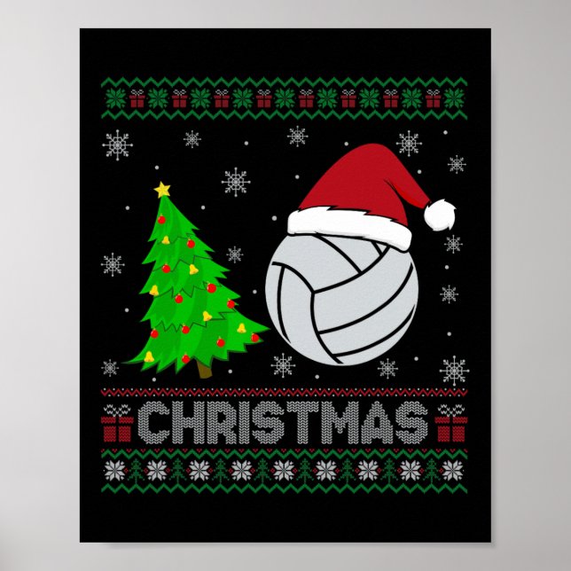 Poster Árvore de Voleibol Iluminação Feia de Natal Suor (Frente)
