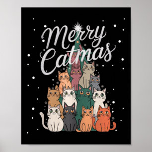 Poster Árvore do Cat Xmas Cats Casado de Natal Catmas