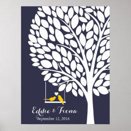 Pôster árvore do livro convidado de casamento