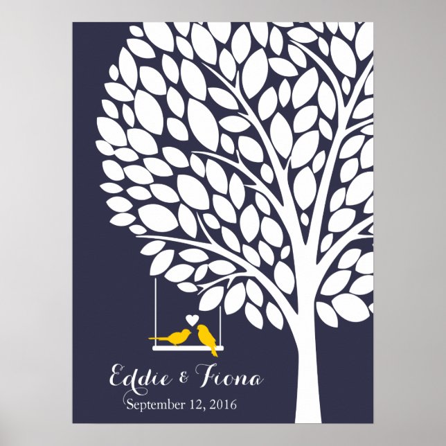 Pôster árvore do livro convidado de casamento (Frente)