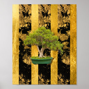 Poster Árvore Dourada Bonsai asiático