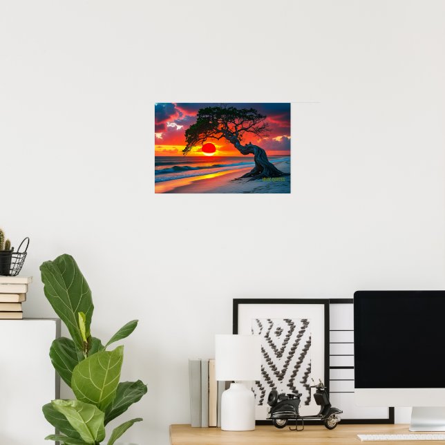 Poster Árvore Dramática do Pôr do Sol em Arte de Parede d (Escritório em casa)