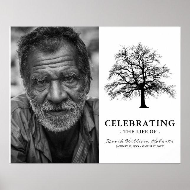 Poster Árvore Elegante | Foto de memória funerária (Frente)