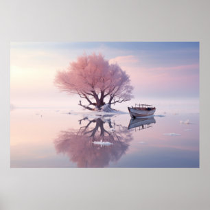 Poster Árvore Em Calm Lake Serene Landscape