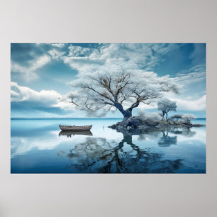 Poster Árvore Em Calm Lake Serene Landscape