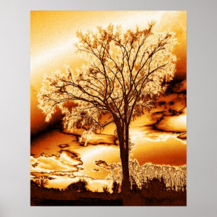 Poster Árvore em Molten Dourado