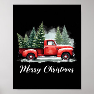 Poster Árvore feliz de Natal Caminhão vermelho