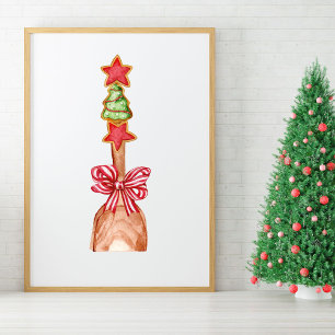 Poster Árvore Festiva de Biscoito de Natal com Arte Arco