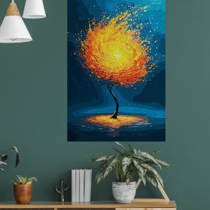 Poster Árvore Flamejante da Vida   Arte Abstrata de Natur