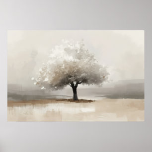 Poster Árvore Flor de Branca Neutra Arte Paisagem