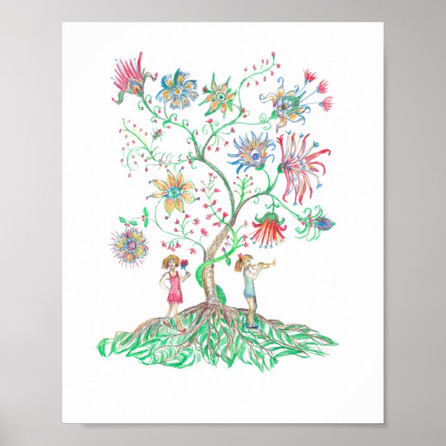 Poster Árvore Floral Caprichosa (Frente)