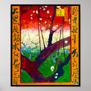 Poster Árvore florescente de ameixa (após Hiroshige), Van