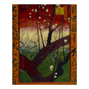 Pôster Árvore florescente de ameixa Vincent Van Gogh Glo