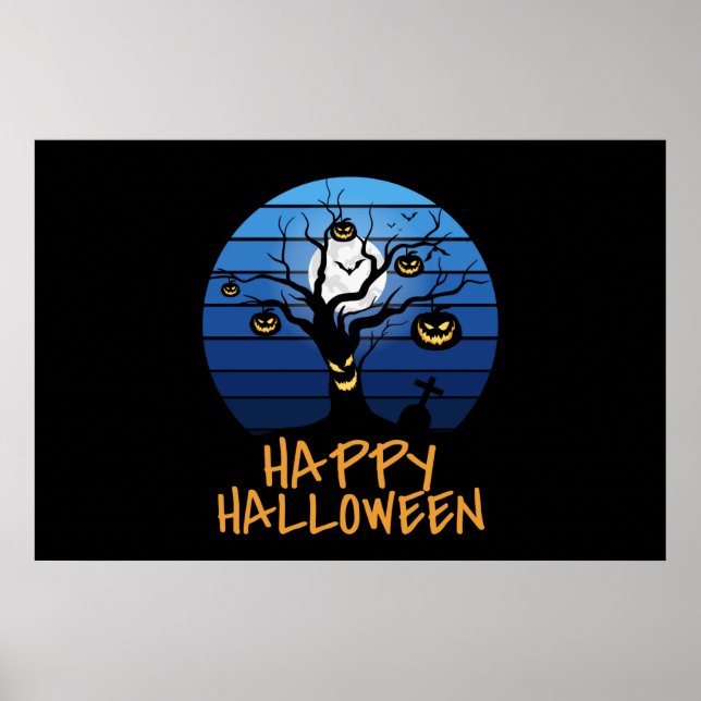 Poster Árvore Halloween Huneen Feliz (Frente)