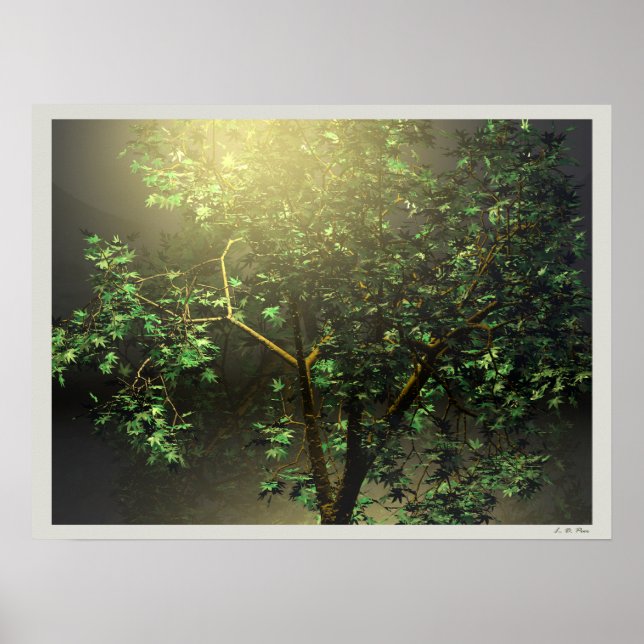 Poster Árvore Japonesa de bordo 3D (Frente)