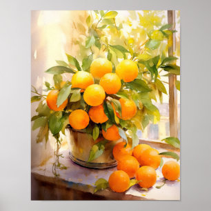 Poster Árvore Laranja Cheio em Pote