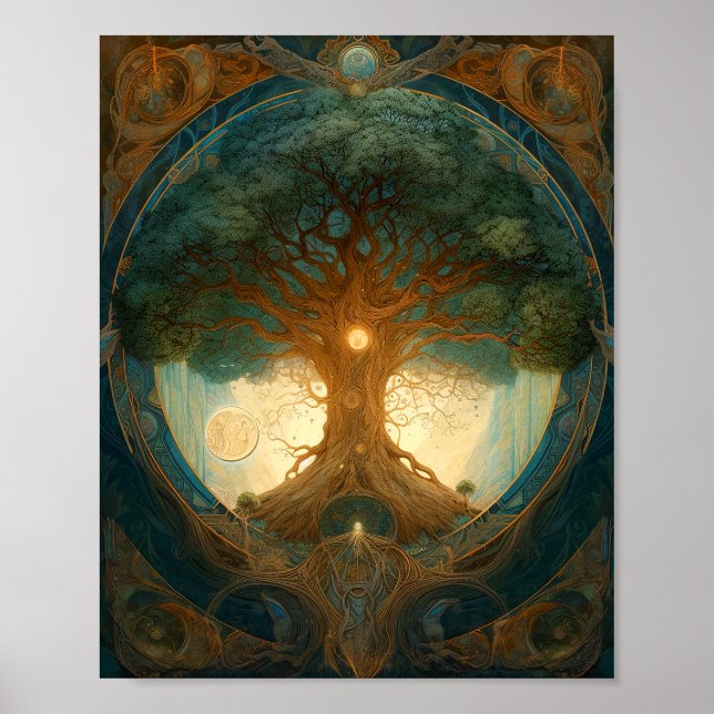 Poster Árvore Mágica Da Arte Da Natureza Surreal Da Vida (Frente)