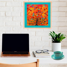 Árvore Marrom da Vida Com Flores E Laranja Colorid