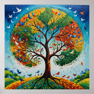 Poster Árvore Mítica das Estações - Arte das Gond