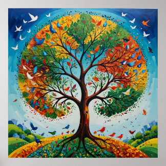 Poster Árvore Mítica das Estações - Arte das Gond