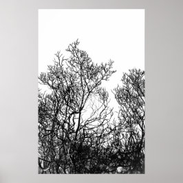 Poster Árvore Moderna em Preto e Branco Artístico