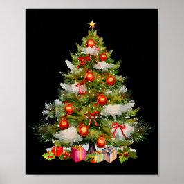 Poster Árvore Natal Aquarela, Decoração de Férias