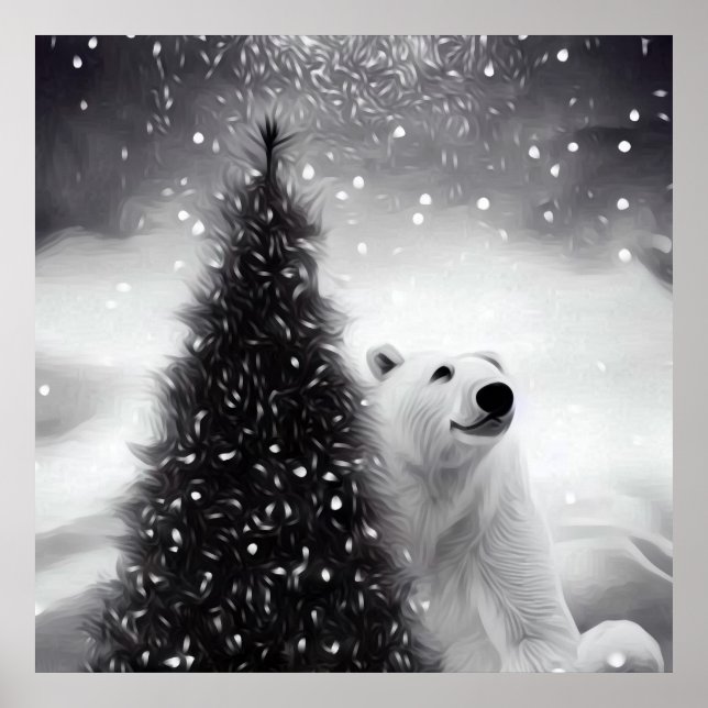 Poster Árvore Natal e Urso Polar (Frente)