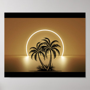 Poster Árvore Palm Dourada, Árvore Tropical Imprimível