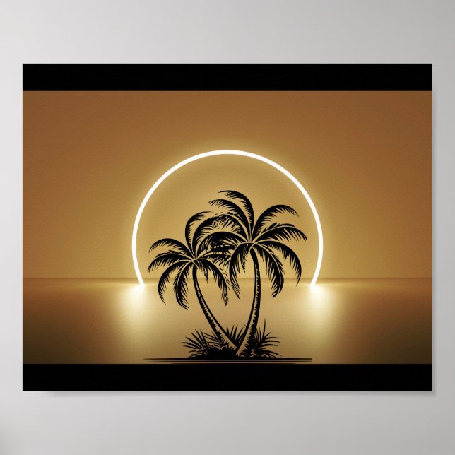 Poster Árvore Palm Dourada, Árvore Tropical Imprimível (Frente)