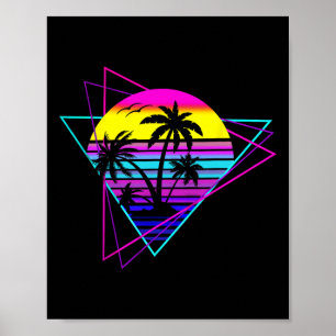 Poster Árvore Palm Retro Palm Árvore dos anos 80 e 80 Ver