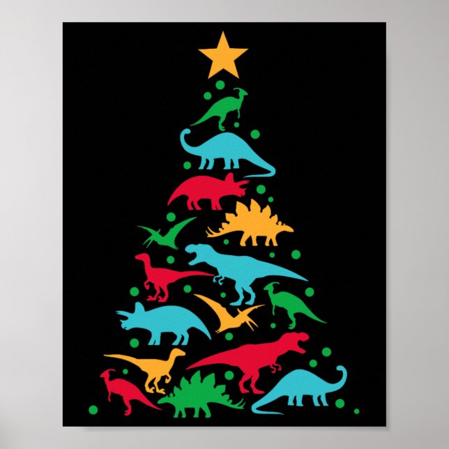 Poster Árvore Rex Dinosaur Dino Árvore Natal Fu (Frente)