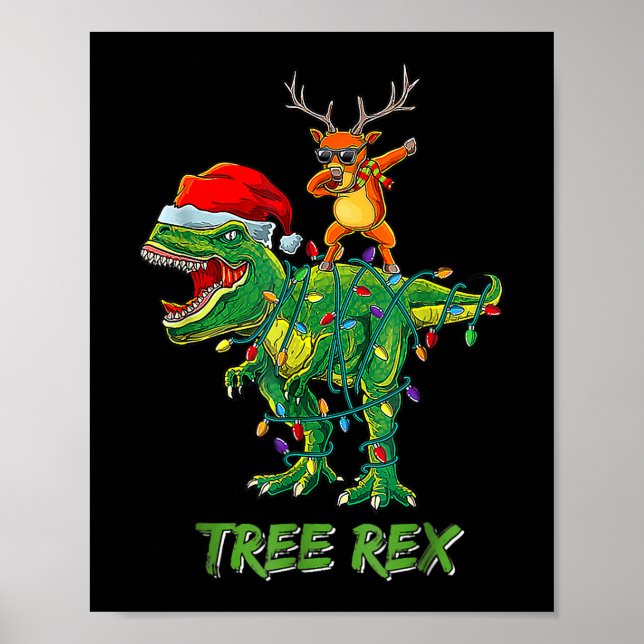 Poster Árvore Rex Dinossauro Figurino de Natal Xmas Tree  (Frente)