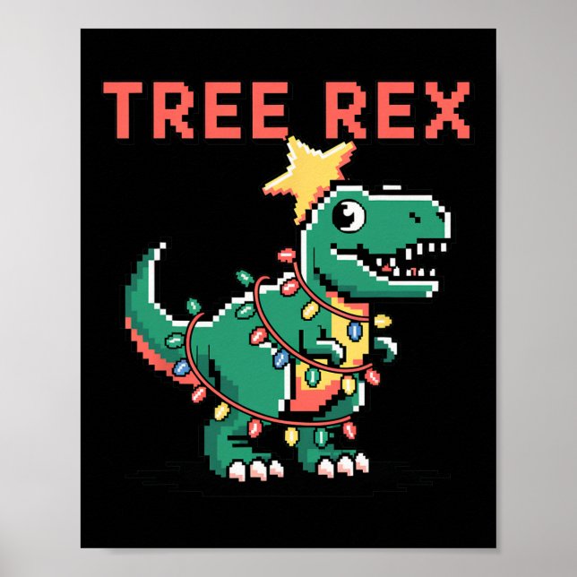 Poster Árvore Rex Suéter de Natal Feio Dinossauro Natal (Frente)