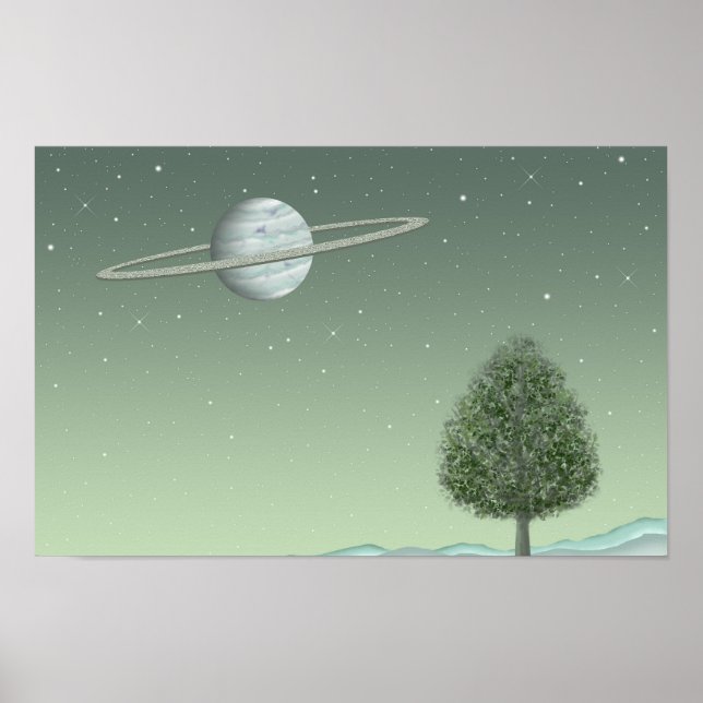 Poster Árvore silenciosa em pé em uma estrela distante. (Frente)