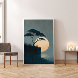 Pôster Árvore solitária Cliff Zen Wall Art- Decor minimal