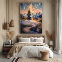 Árvore Starry Winter no estilo Pointillist