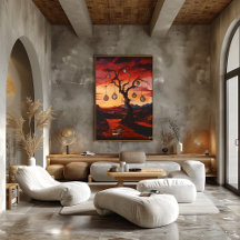 Árvore Surreal com Relógios no Sunset - Surrealist