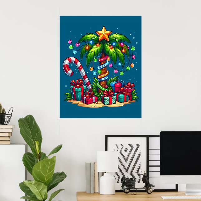 Poster Árvore Tropical de Palma de Natal (Escritório em casa)