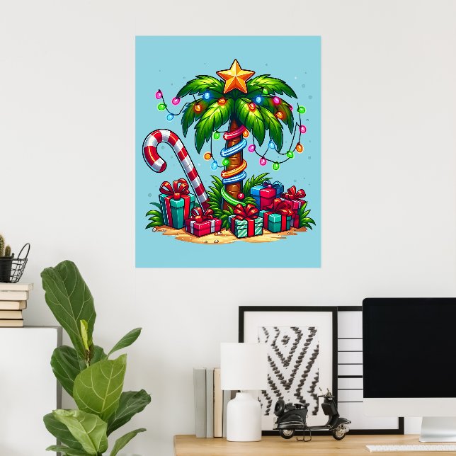Poster Árvore Tropical de Palma de Natal (Escritório em casa)