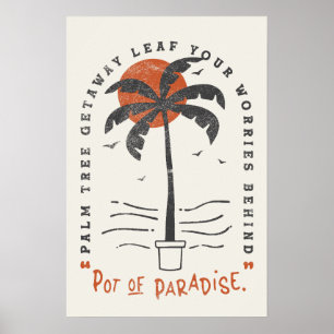 Poster Árvore Tropical Palm Beach Vibes Summer Sun Retro