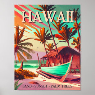 Poster Árvore tropical sunset do Havaí Souvenirs