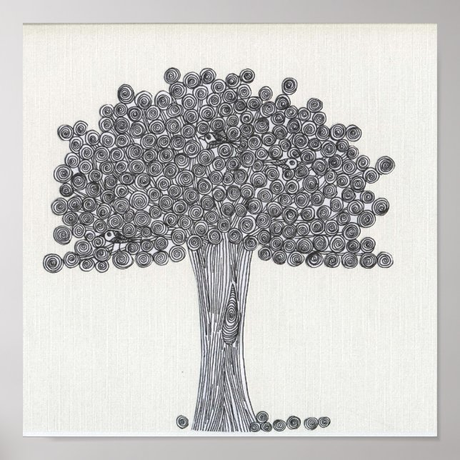 Pôster Árvore Whimsical - Vê algum pássaro? (Frente)