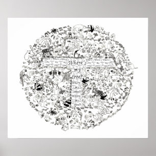 Poster Árvores Animais Ameaçadas Planeta Terra Desenho Ar